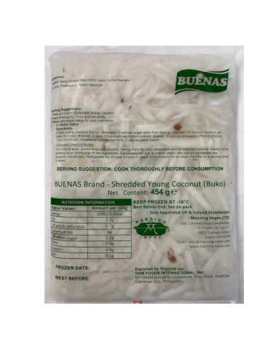 Buenas Shredded Young Coconut (Buko) 454g | Sing Kee Foods