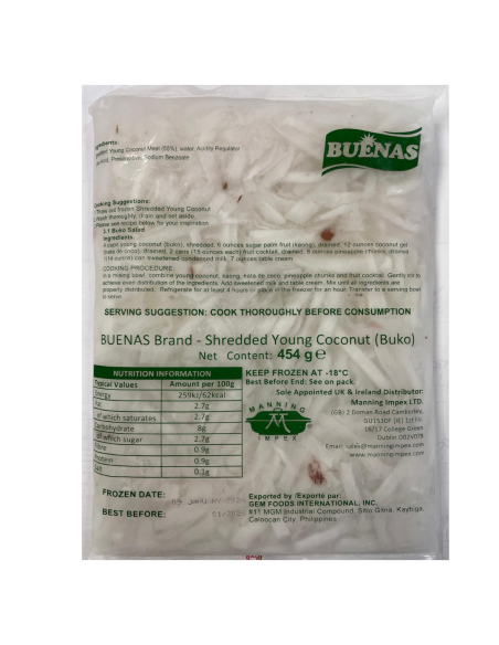 Buenas Shredded Young Coconut (Buko) 454g | Sing Kee Foods