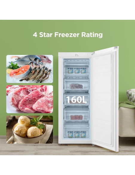 COMFEE 160L Freestanding Upright Freezer with 5 Storage Tiers (AJ0790)