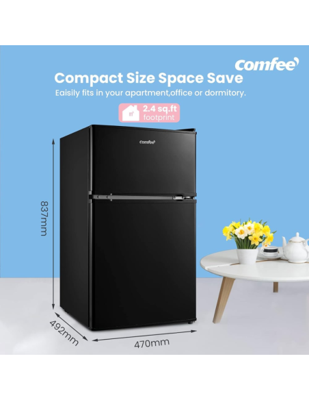 COMFEE Black 87L 2-Section Under Counter Fridge Freezer with Removable Shelves (AJ0391)