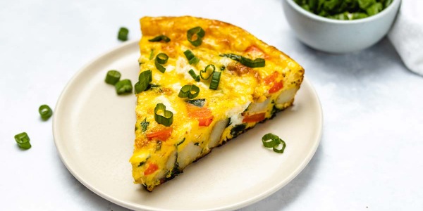 A delicious sweet potato and spinach frittata: